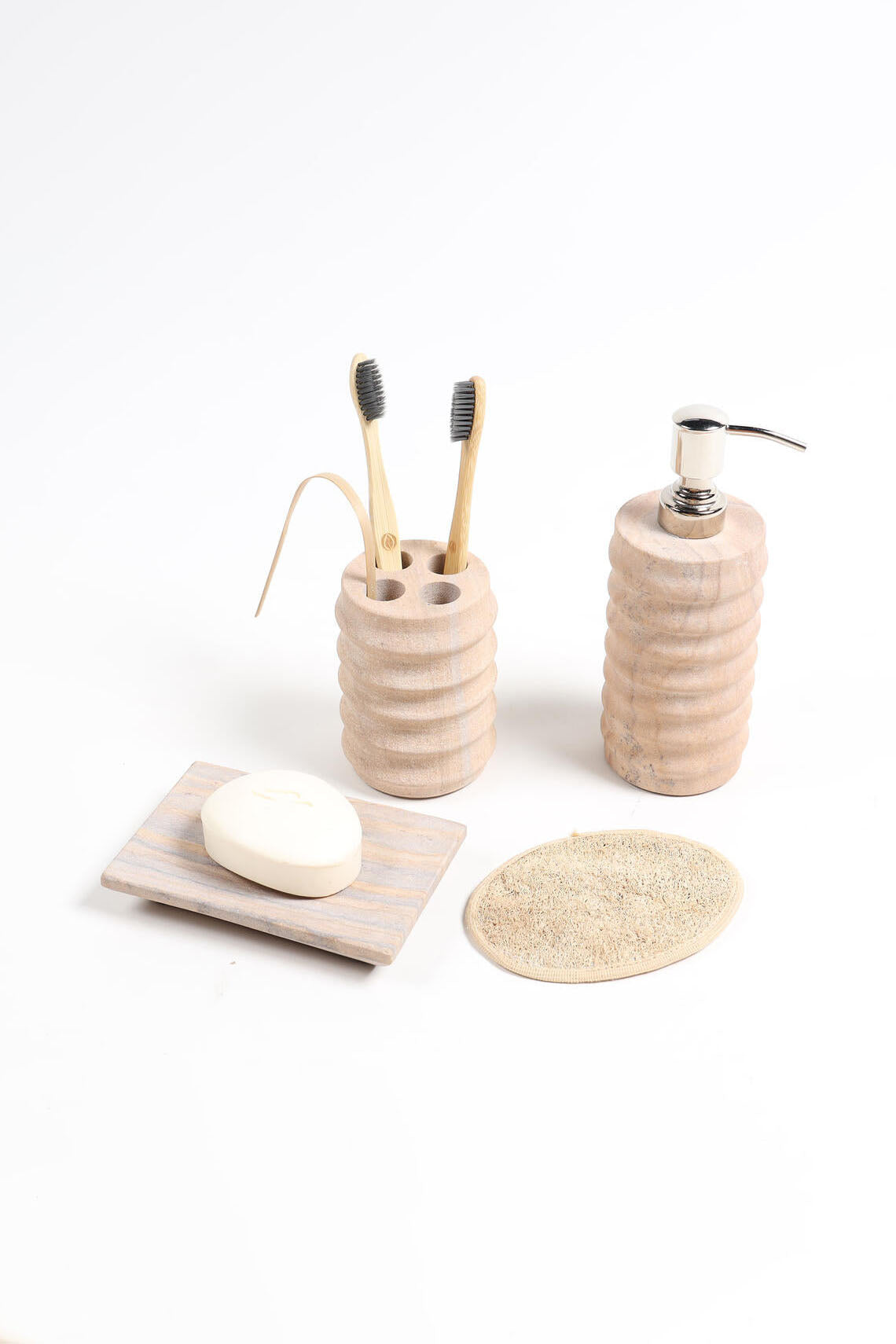 Sandstone Ribbed Classic Bath Accessories Set