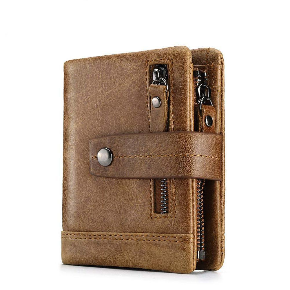 Genuine Leather Trifold Wallet for Men