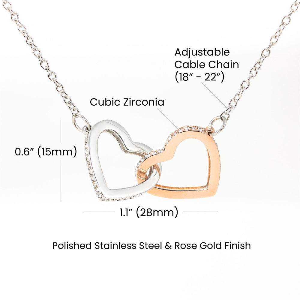 Interlocking Hearts Necklace - Stainless Steel & Rose Gold Finish - I'm Proud To Be Your Husband