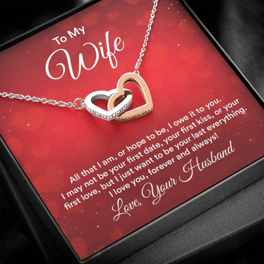 Interlocking Hearts Necklace - Stainless Steel & Rose Gold Finish - All That I am