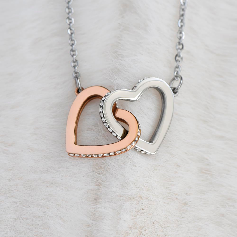 Interlocking Hearts Necklace - Stainless Steel & Rose Gold Finish - From The Day You Walked