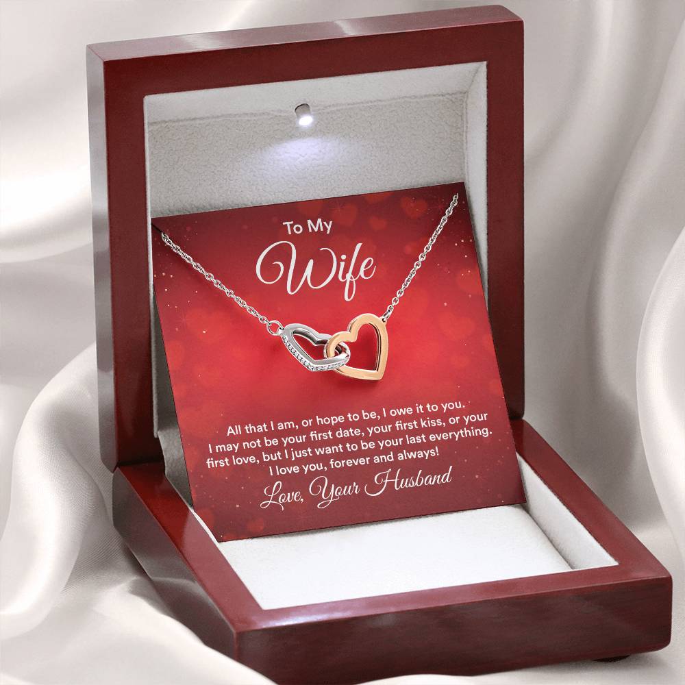 Interlocking Hearts Necklace - Stainless Steel & Rose Gold Finish - All That I am