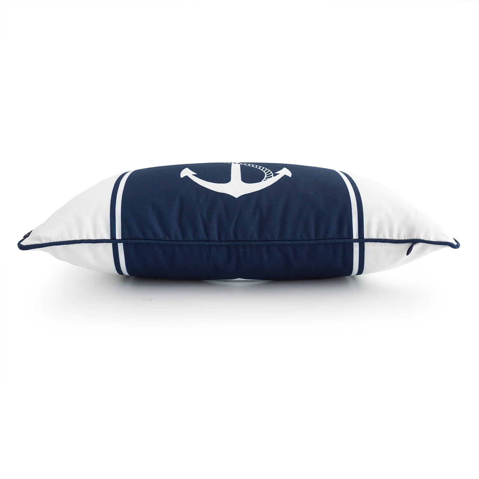 Nautical Outdoor Lumbar Pillow Cover, Anchor, Navy Blue, 12"x20"