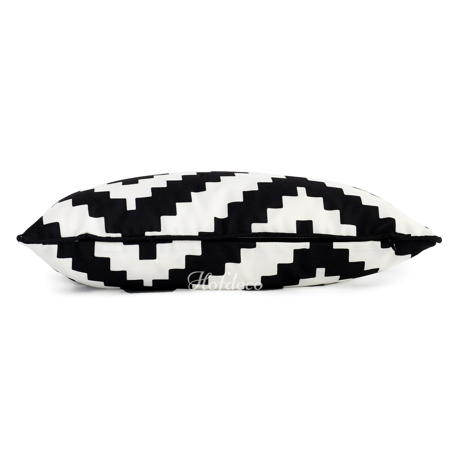 Black and White Outdoor Lumbar Pillow Cover, Ikat Diamond, 12"x20"