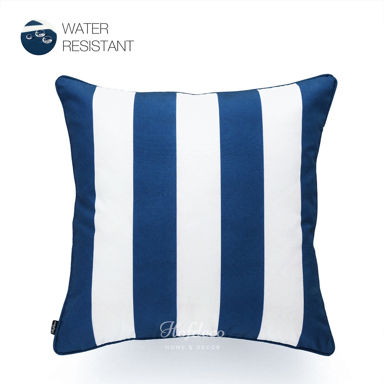 Nautical Outdoor Pillow Cover, Stripes, Navy Blue, 18"x18"