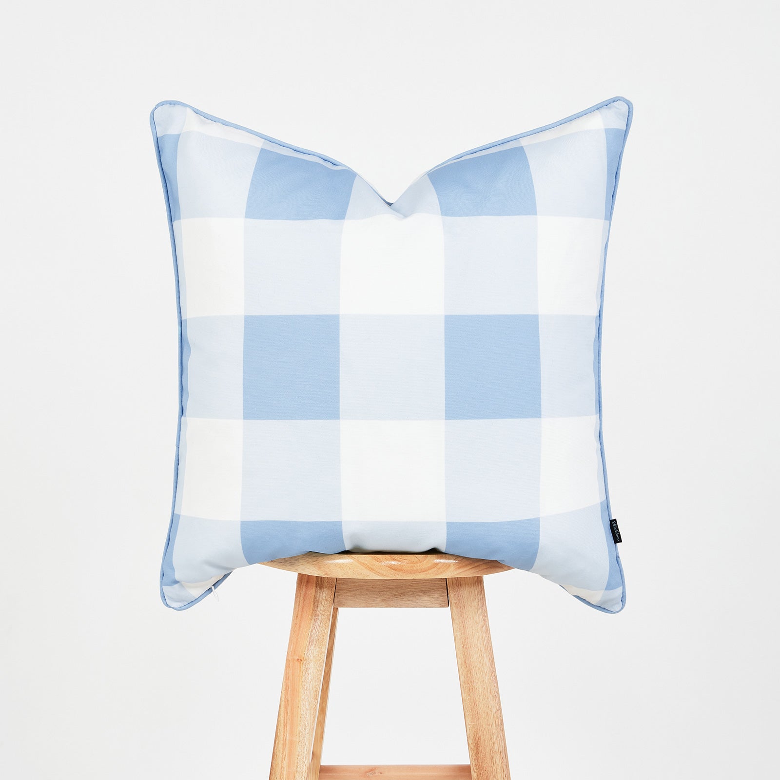 Coastal Indoor Outdoor Pillow Cover, Buffalo Check, Baby Blue, 20"x20"-1