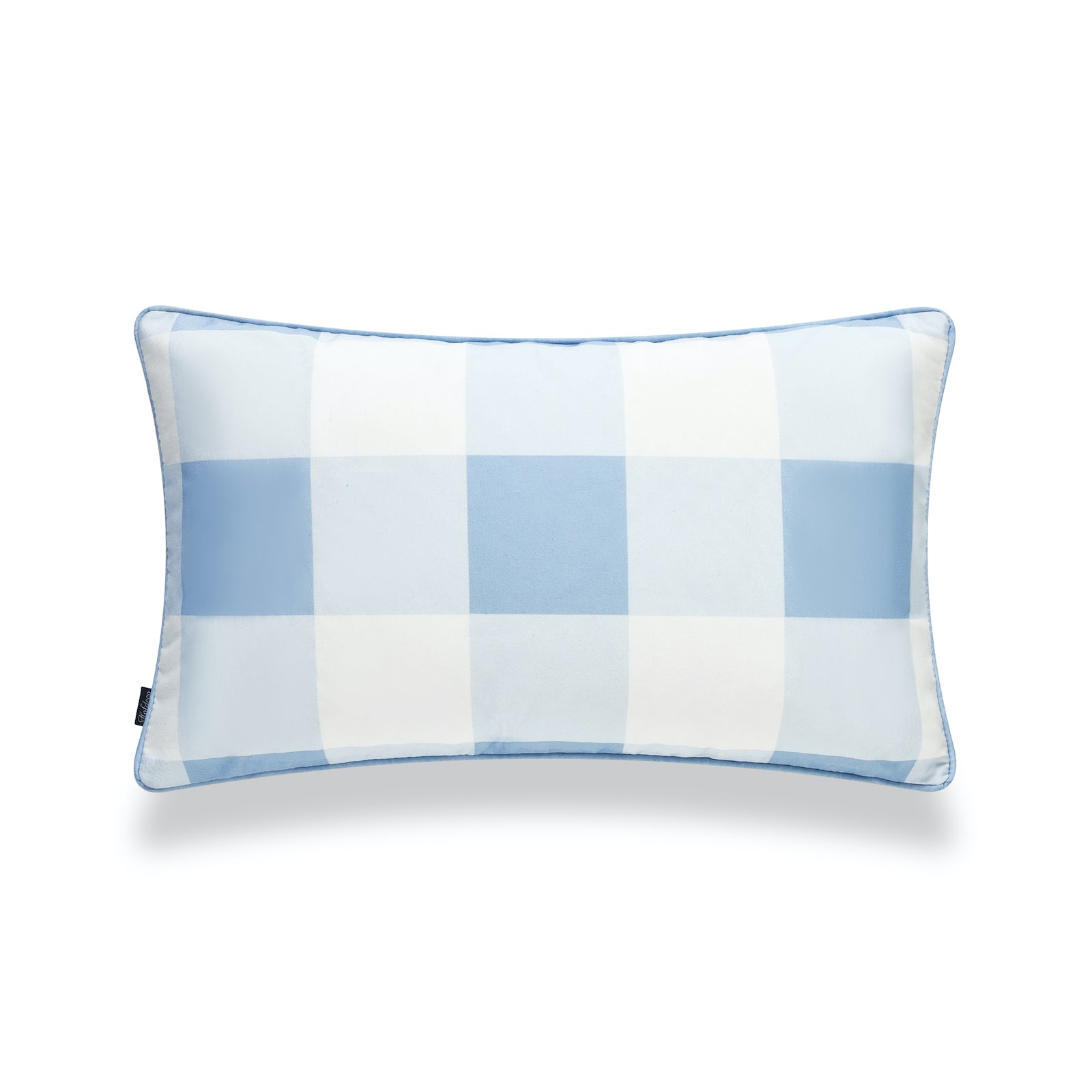 Coastal Indoor Outdoor Lumbar Pillow Cover, Buffalo Check, Baby Blue, 12"x20"