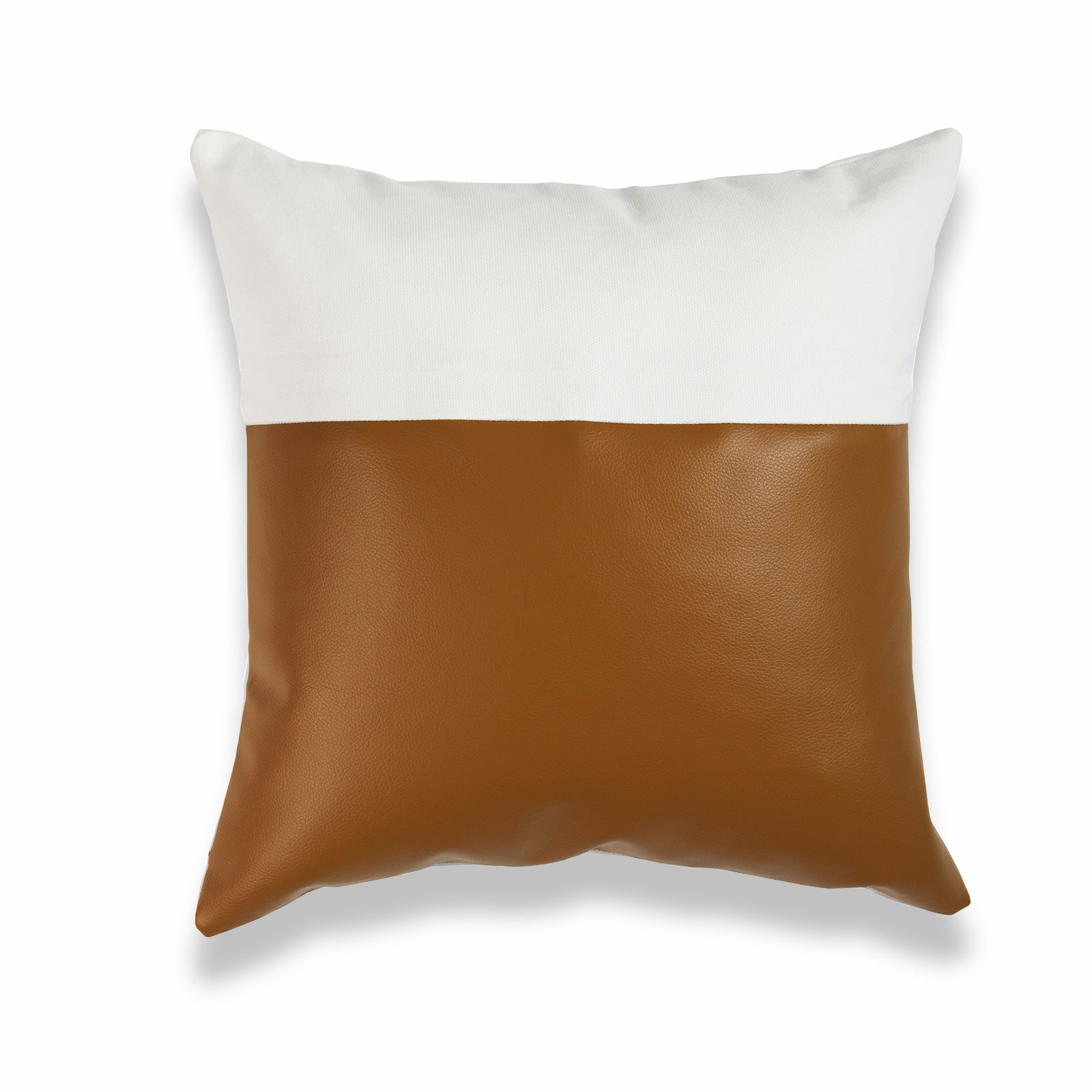 Faux Leather Pillow Cover, Modern Design, Camel White, 18"x18"-0