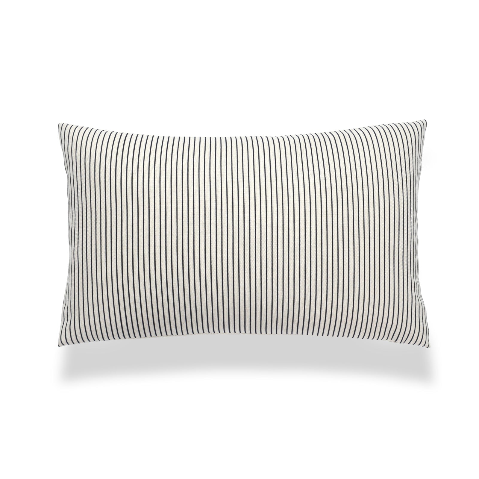 Neutral Lumbar Pillow Cover, Ticking Stripes, Black Beige, 12"x20"