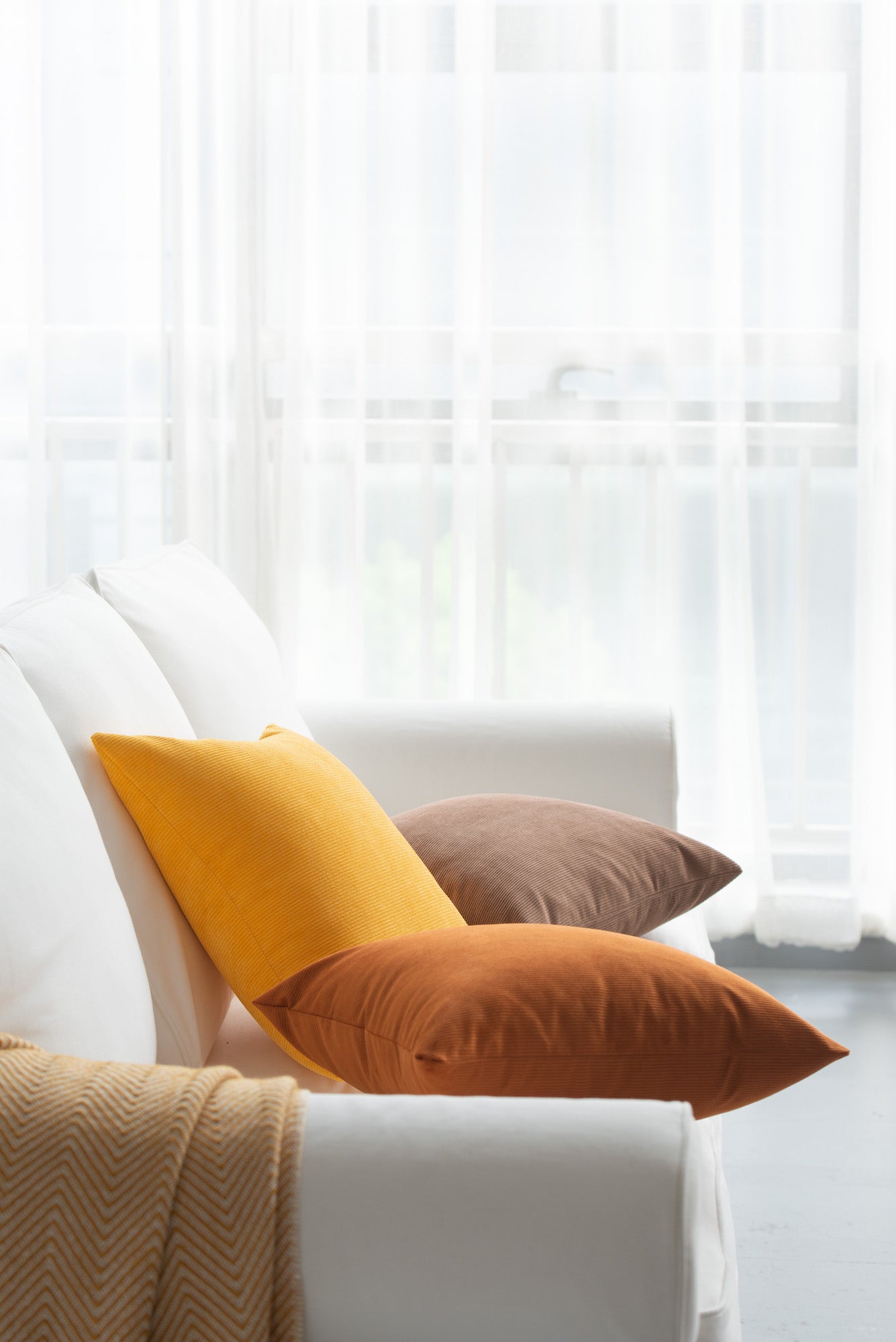 Modern Pillow Cover, Corduroy, Mustard Yellow, 18" x18"