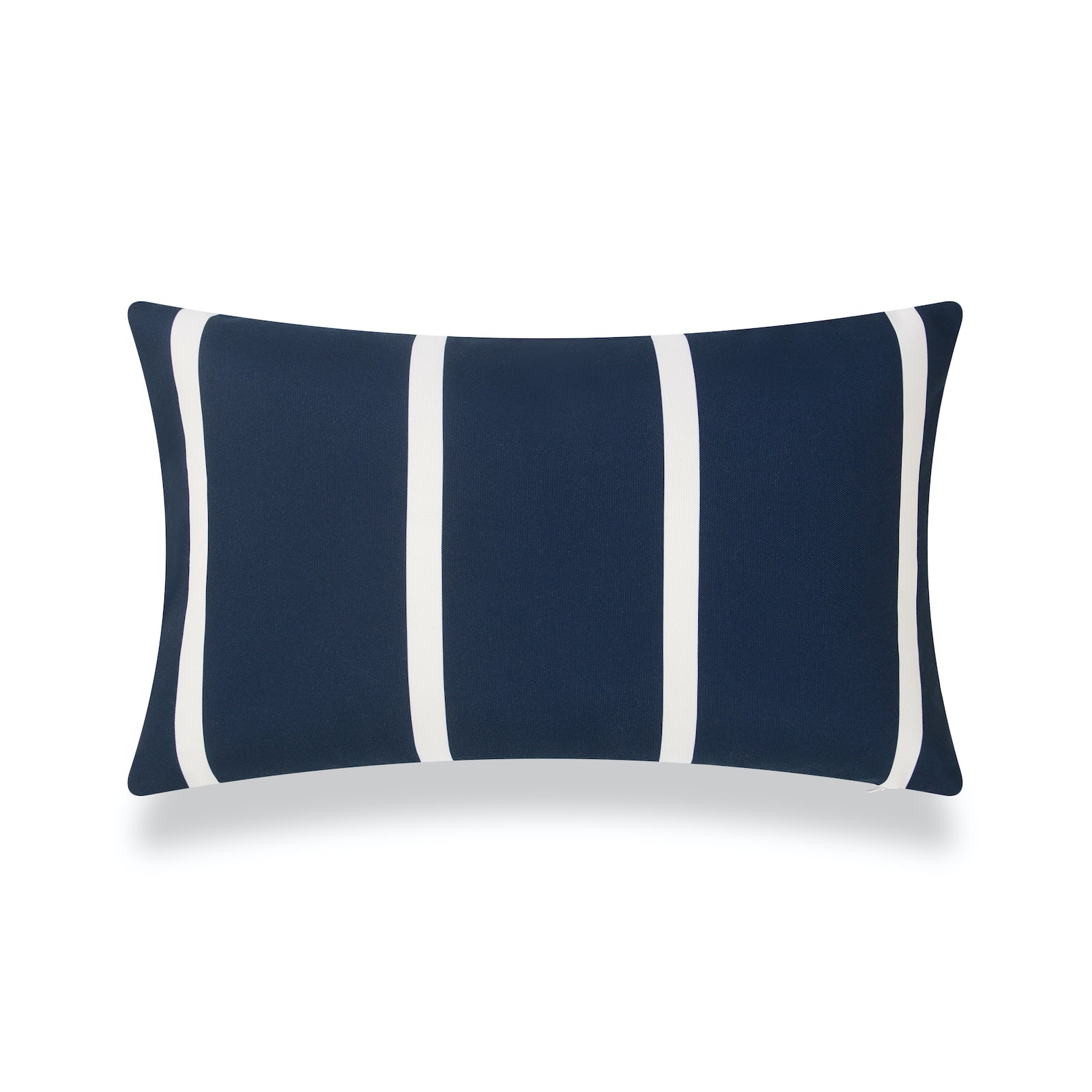 Classic Outdoor Lumbar Pillow Cover, Dark Navy Blue Wide Striped, 12"x20"