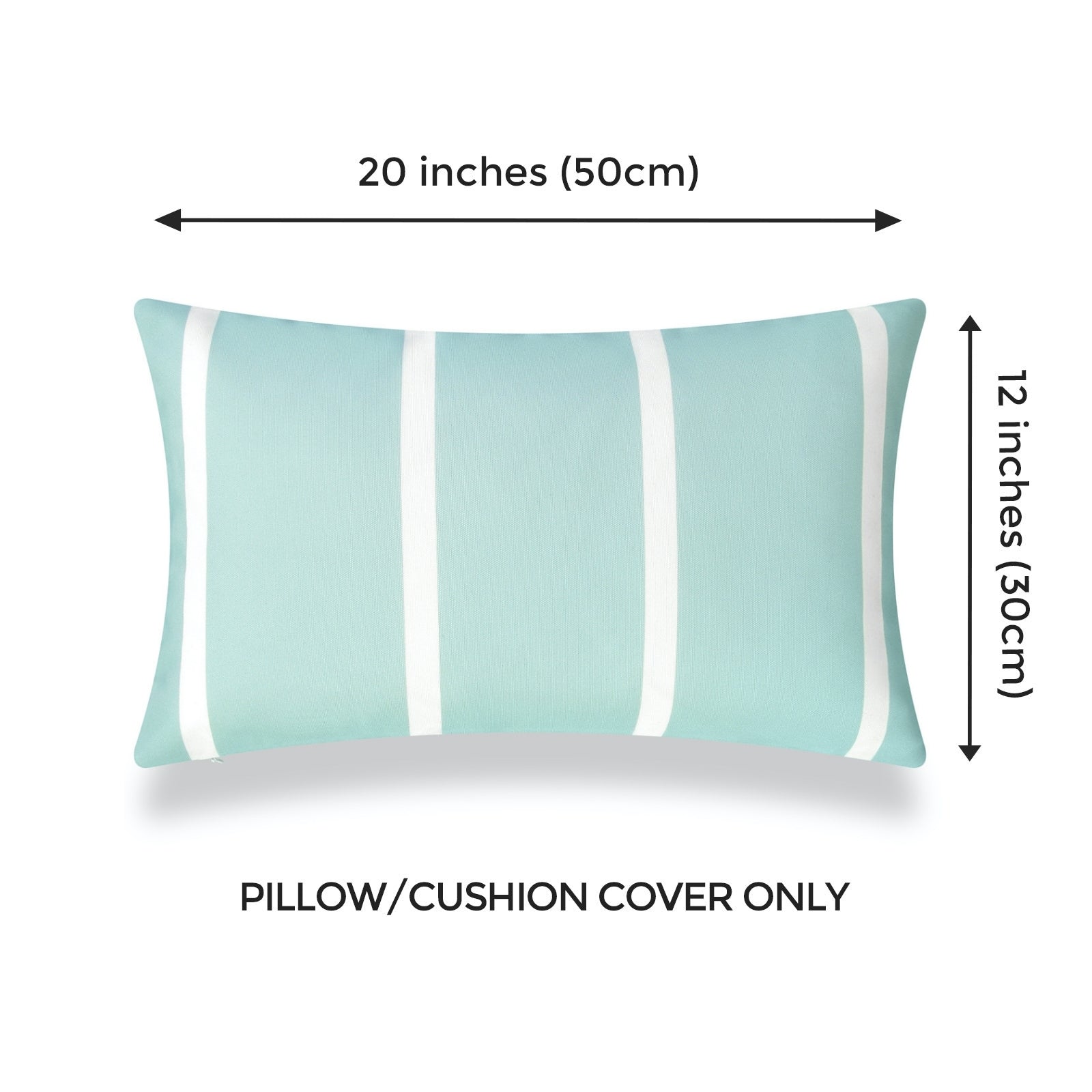 Classic Outdoor Lumbar Pillow Cover, Aqua Wide Striped, 12"x20"