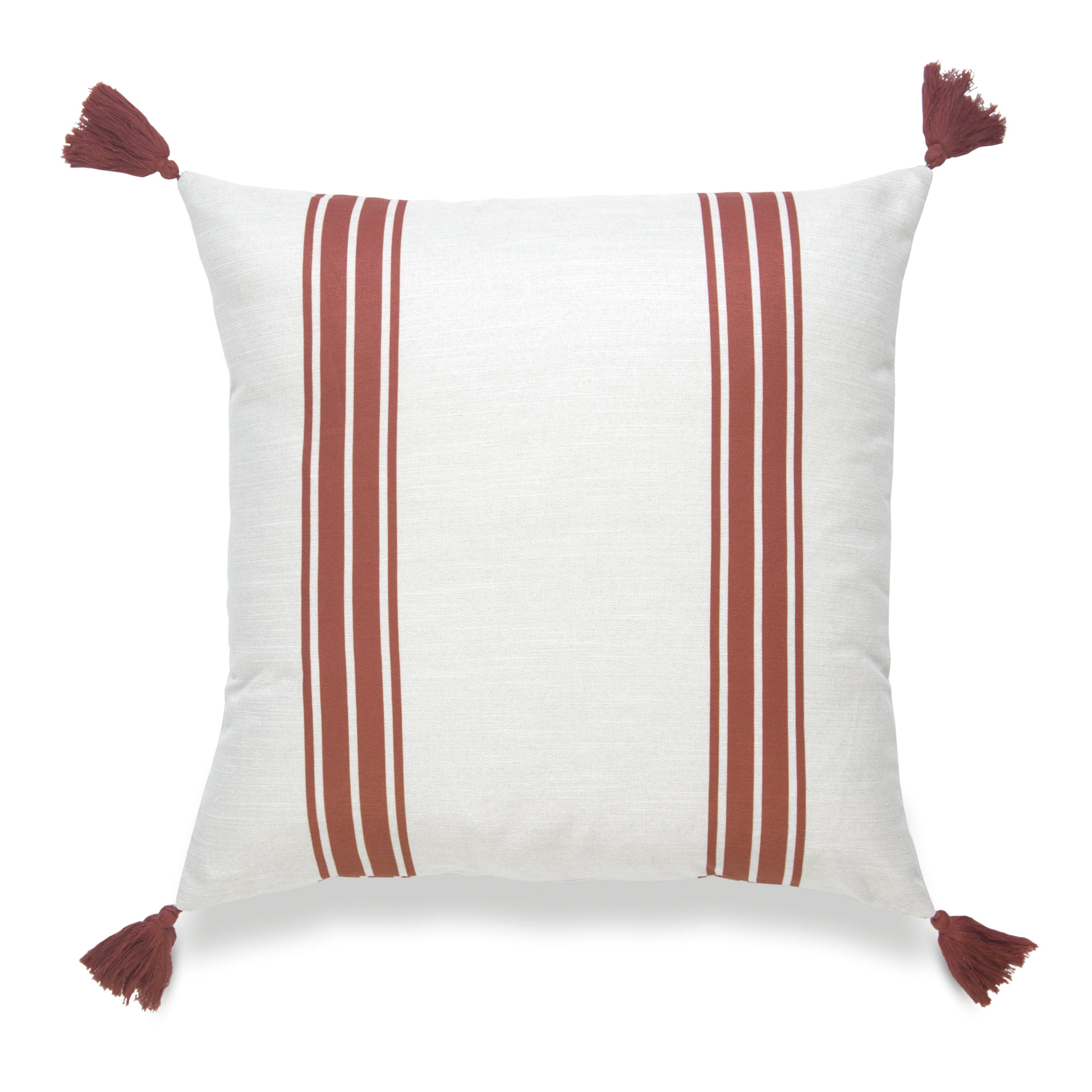 Fall Indoor Outdoor Pillow Cover, Aviv, Striped Tassel, Orange, 20"x20"