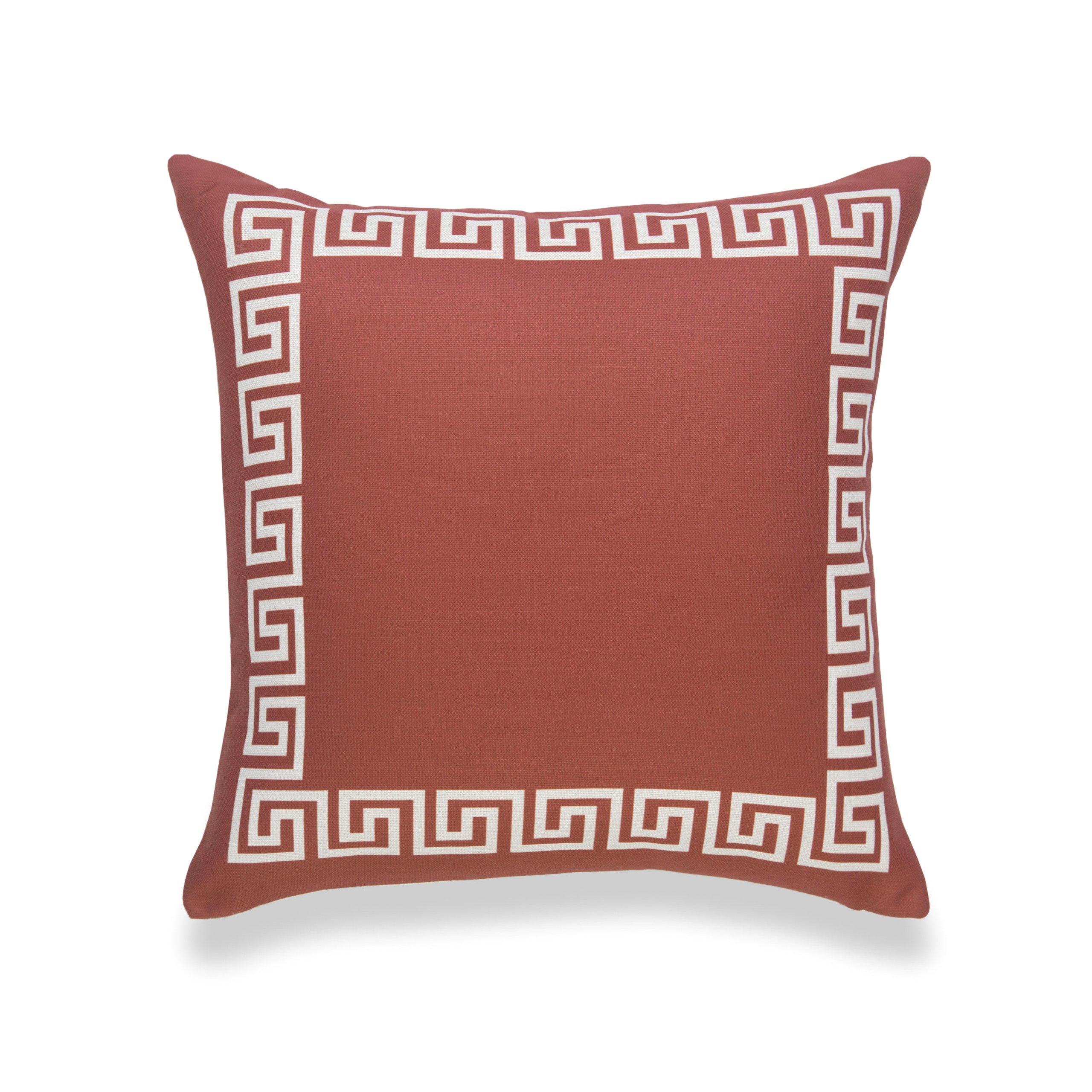Fall Indoor Outdoor Pillow Cover, Helicon, Greek Key, Orange, 18"x18"