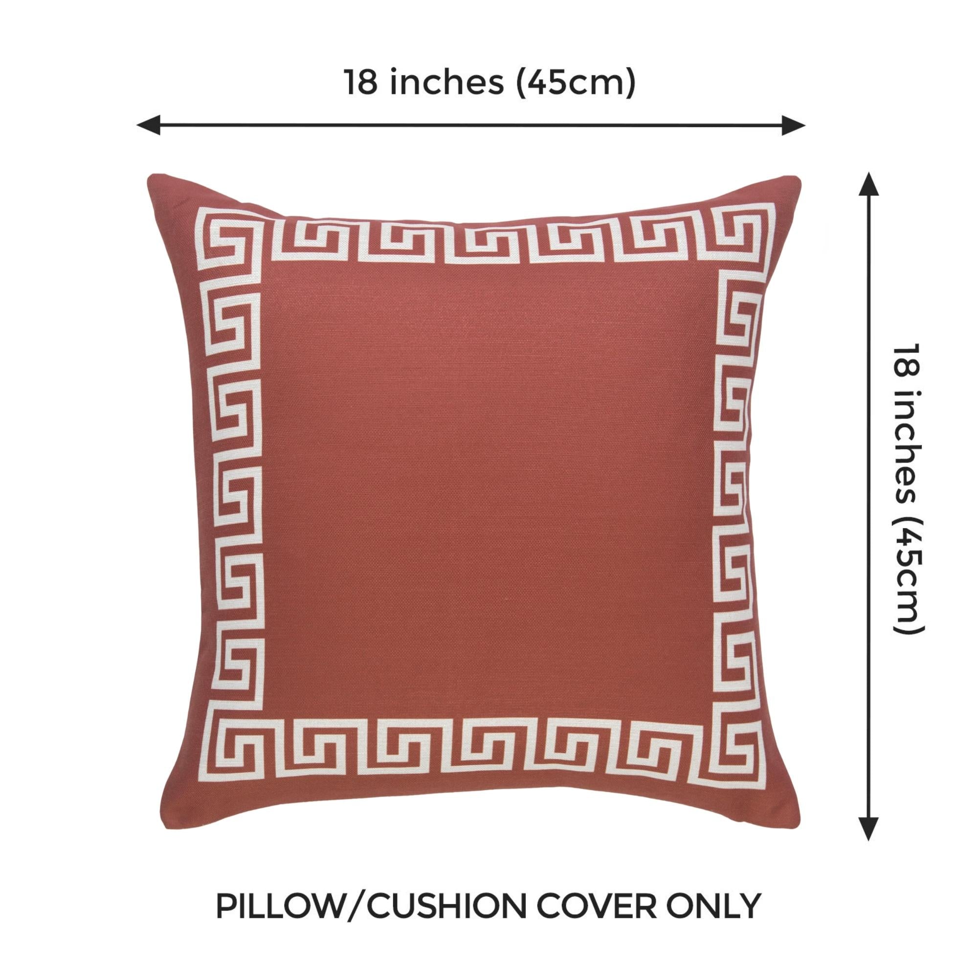 Fall Indoor Outdoor Pillow Cover, Helicon, Greek Key, Orange, 18"x18"