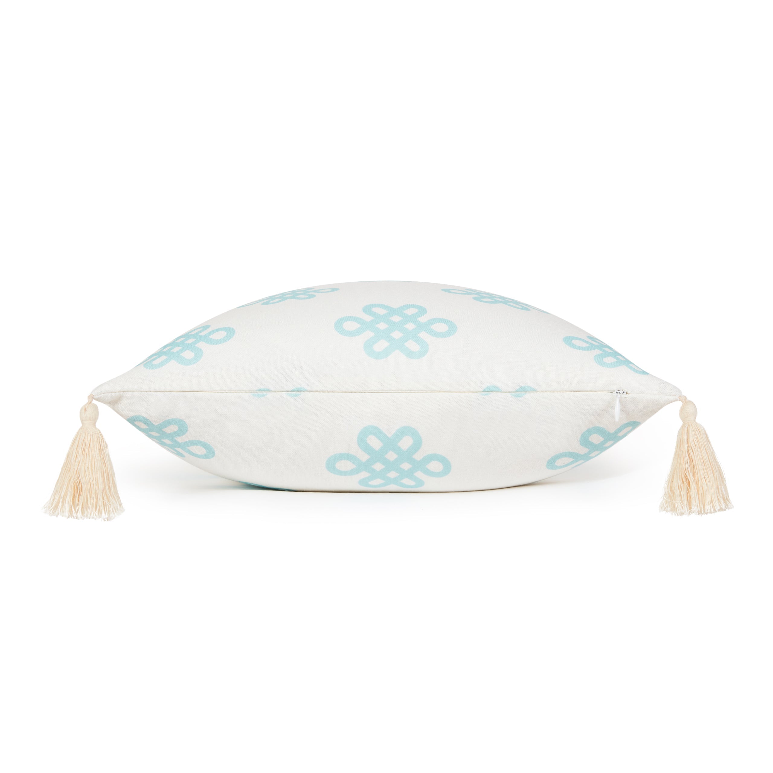 Coastal Boho Indoor Outdoor Pillow Cover, Orient, Knot, Mint, 18"x18"