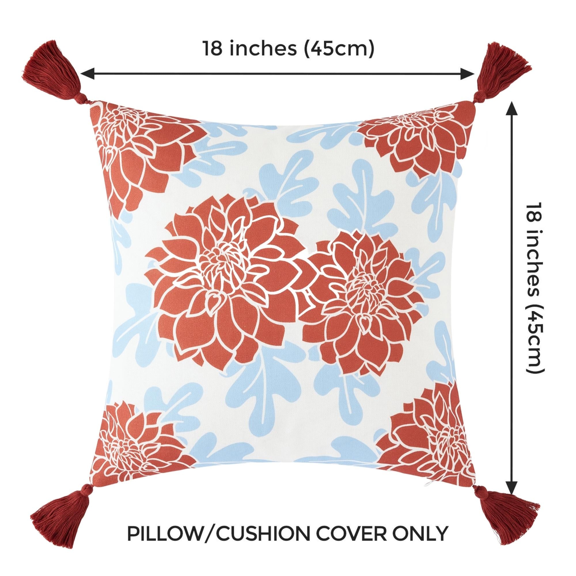 Floral Indoor Outdoor Pillow Cover, Vene, Dahlia Floral, Red, 18"x18"