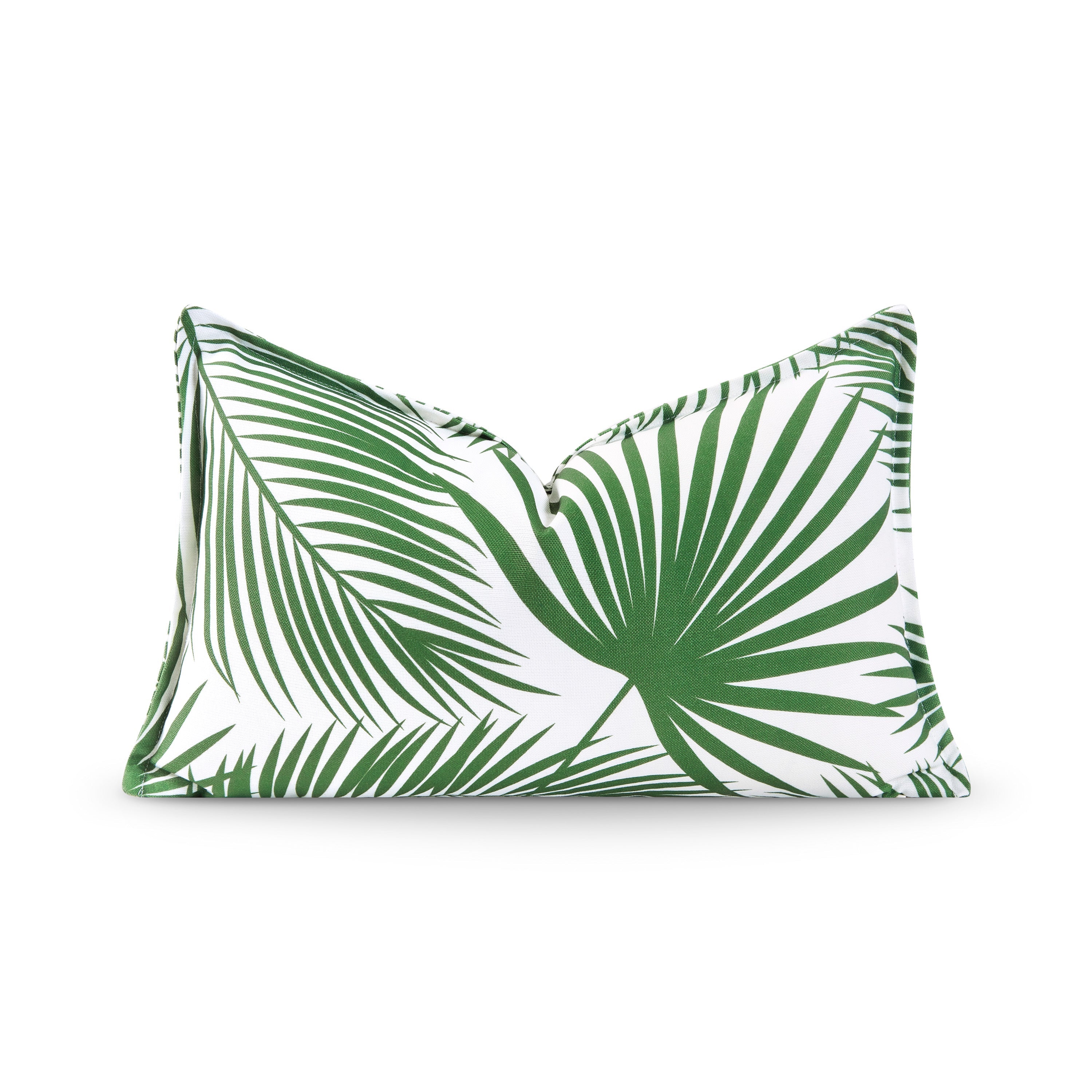 Coastal Indoor Outdoor Lumbar Pillow Cover, Palm Leaf, Green, 12"x20"