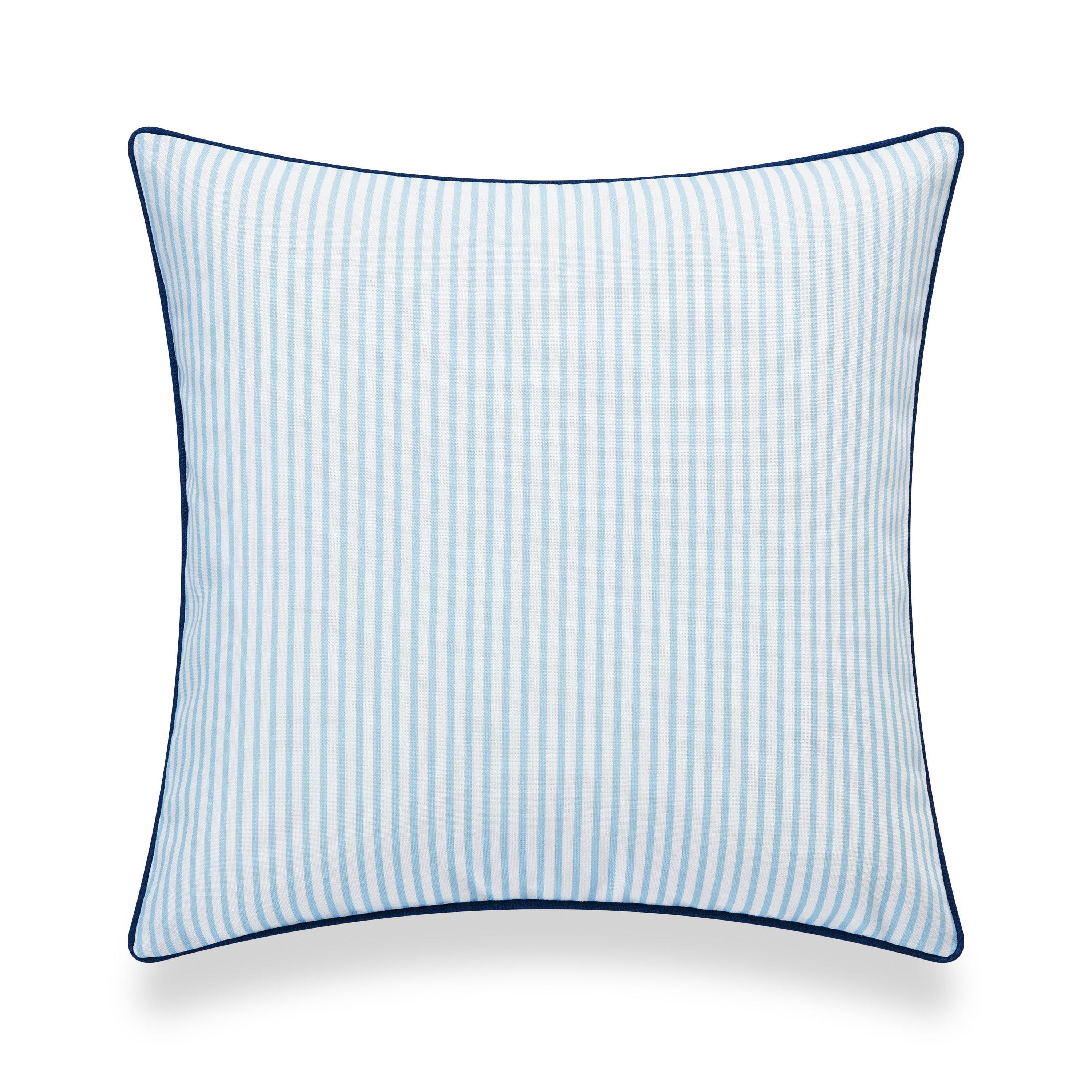 Coastal Hampton Style Indoor Outdoor Pillow Cover, Stripe, Blue, 20"x20"