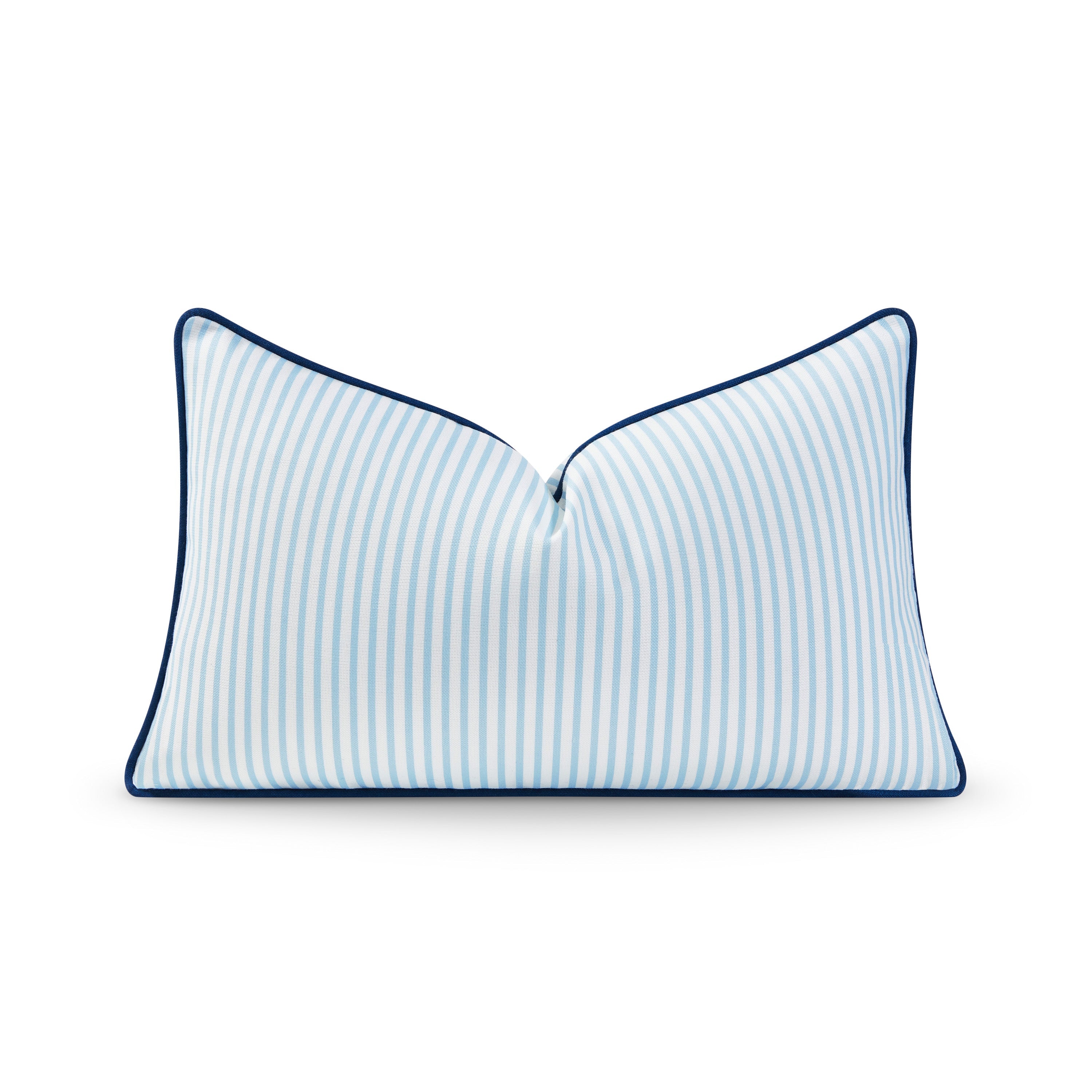 Coastal Hampton Style Indoor Outdoor Lumbar Pillow Cover, Stripe, Blue, 12"x20"-0