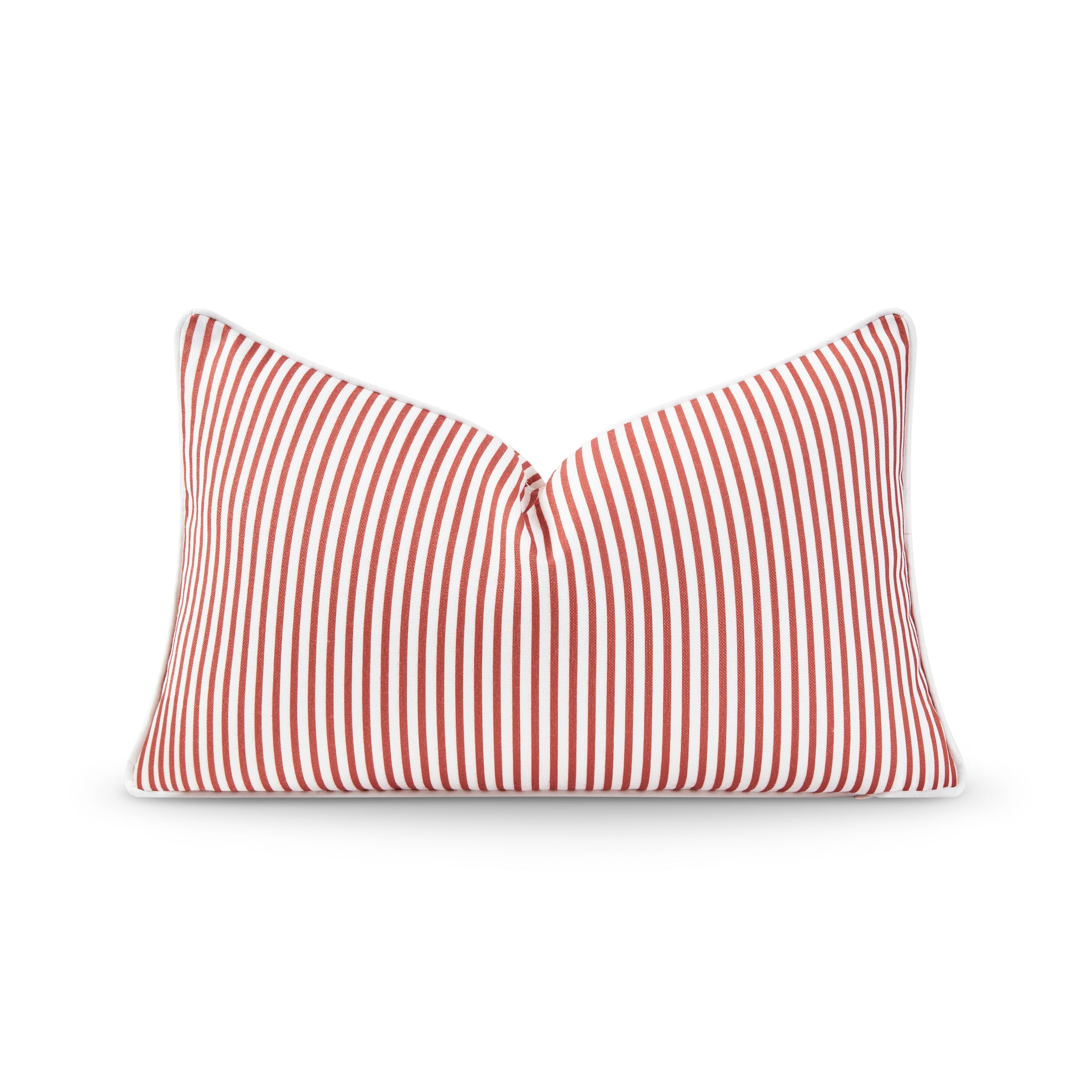 Coastal Indoor Outdoor Lumbar Pillow Cover, Stripe, Rust Orange, 12"x20"-0