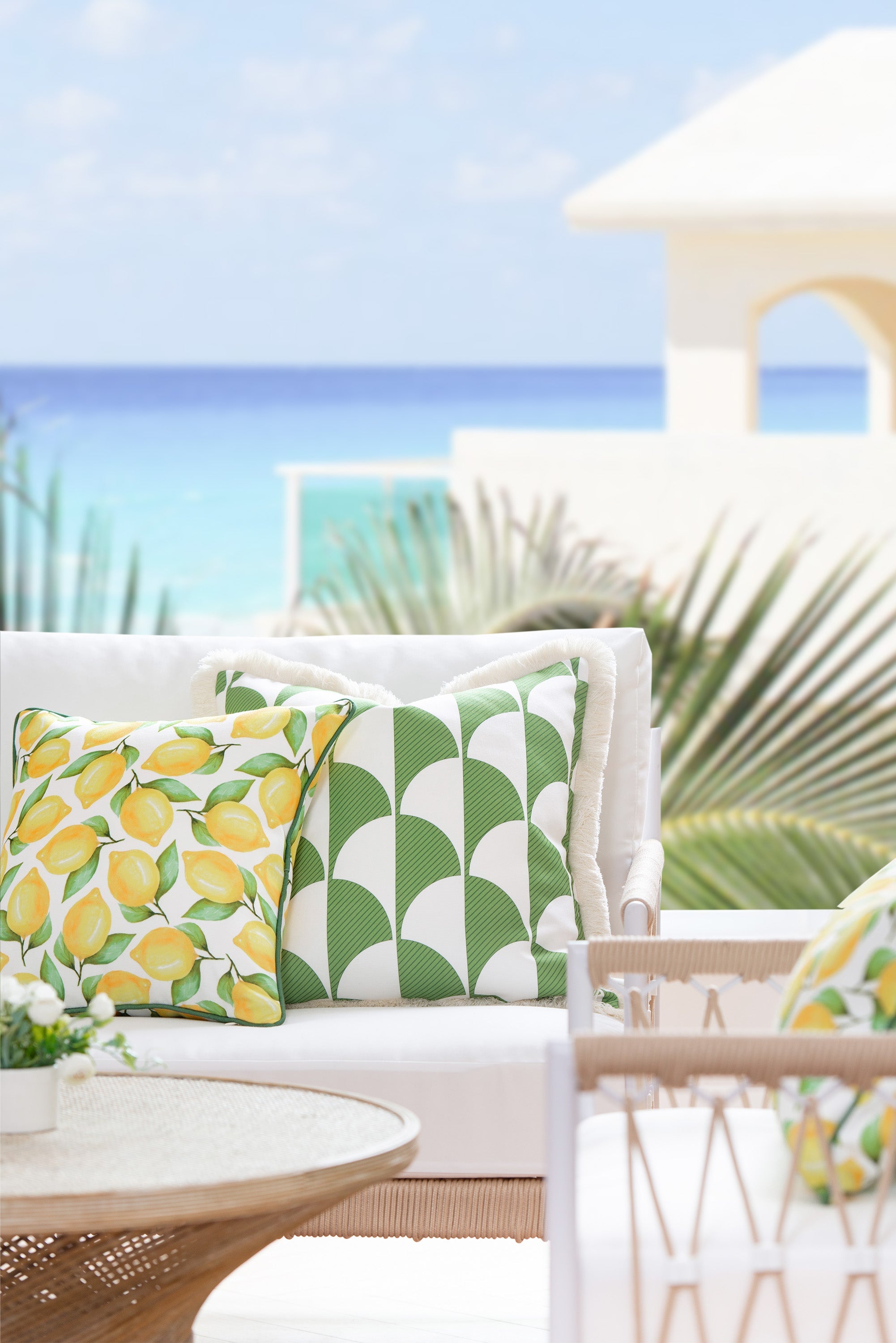 Coastal Indoor Outdoor Throw Pillow Cover, Lemon, Yellow Green, 18"x18"-1