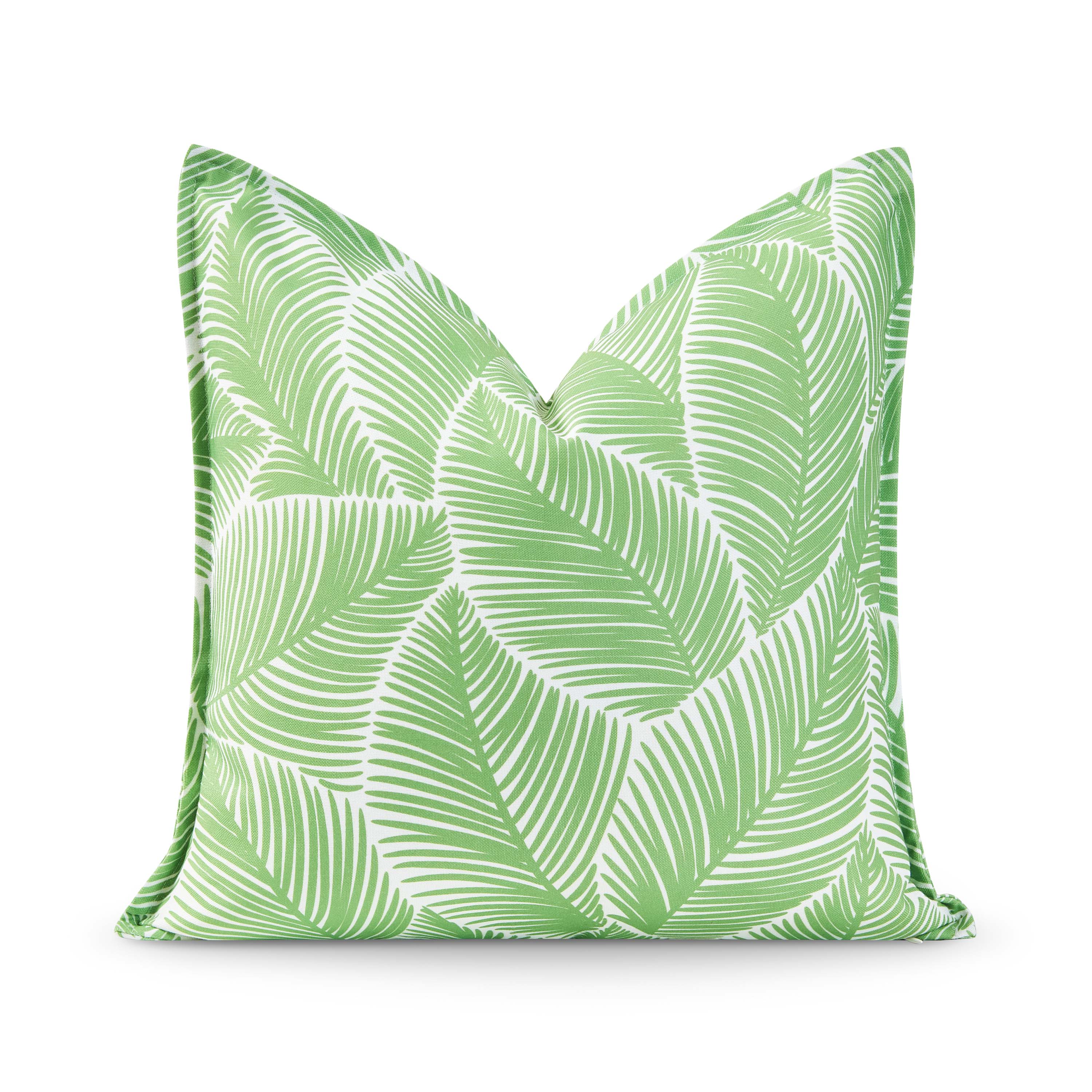 Coastal Indoor Outdoor Pillow Cover, Palm Leaf, Pale Green, 20"x20"