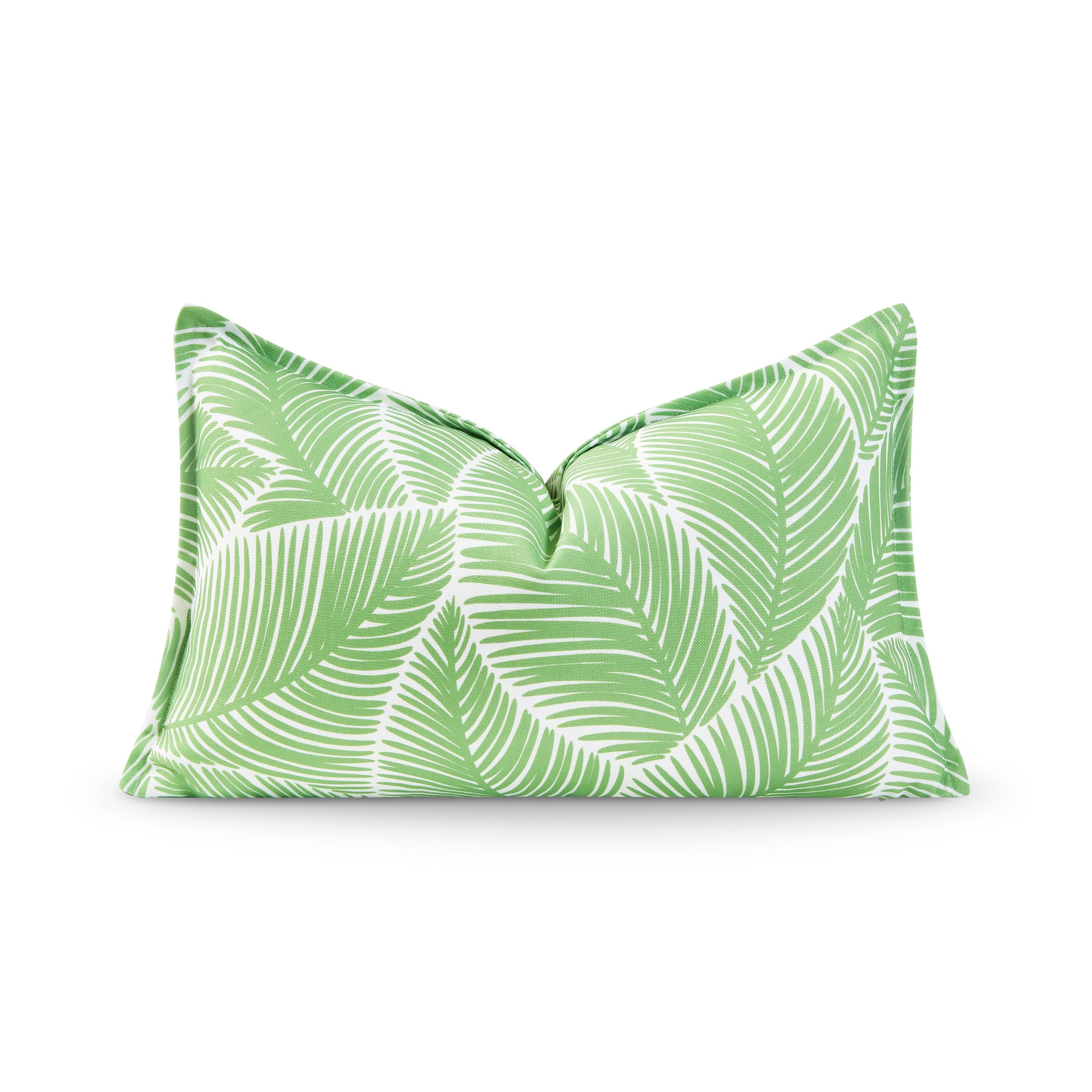 Coastal Indoor Outdoor Lumbar Pillow Cover, Palm Leaf, Pale Green, 12"x20"