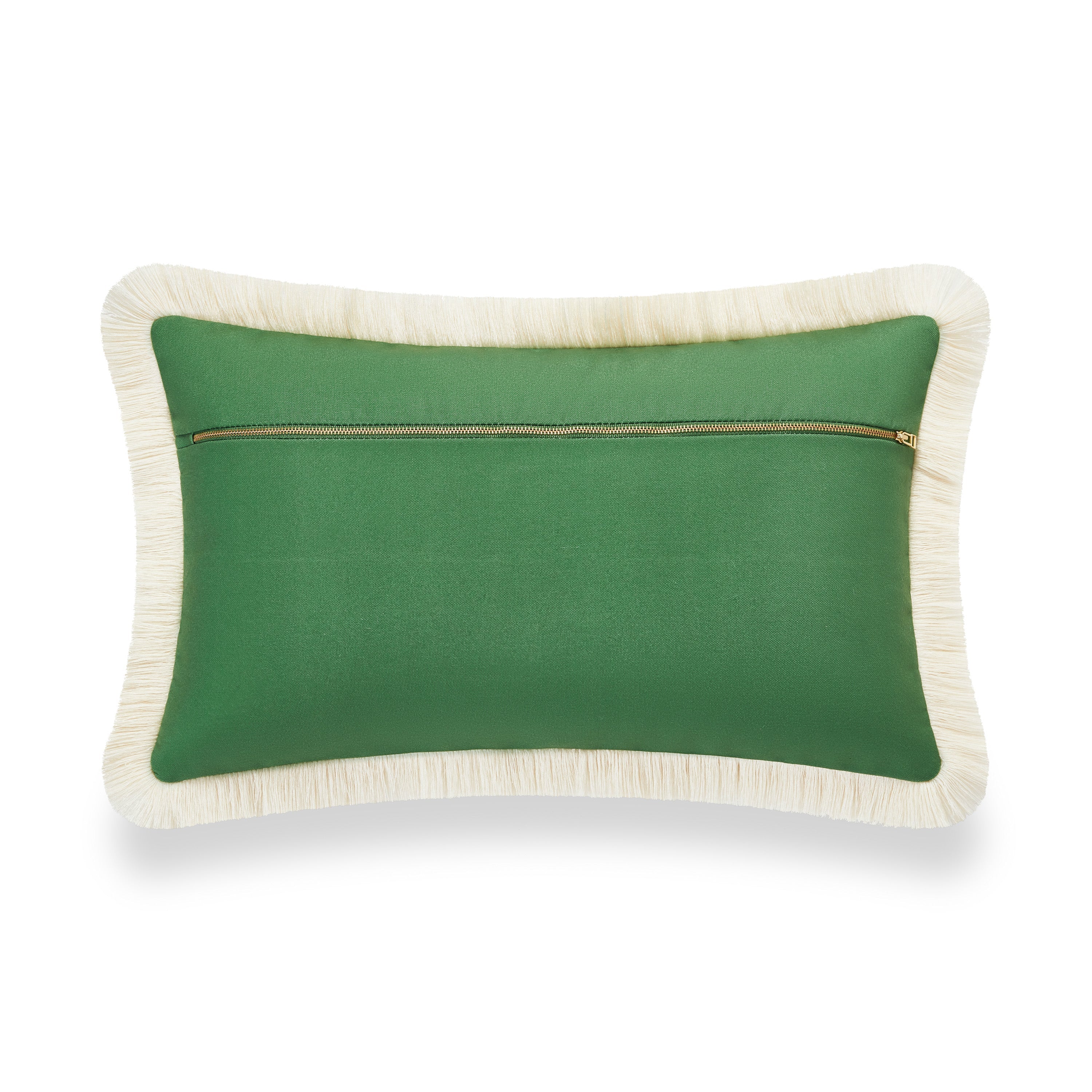 Coastal Indoor Outdoor Lumbar Pillow Cover, Monstera Leaf Fringe, Green, 12"x20"