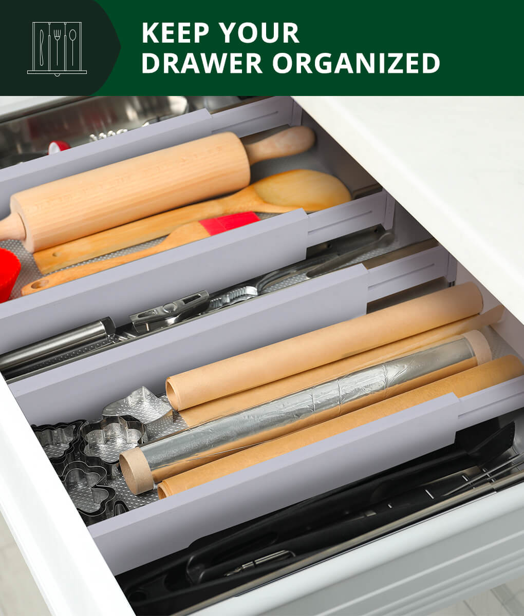 Drawer Dividers Organizers Set of 4 Gray Color