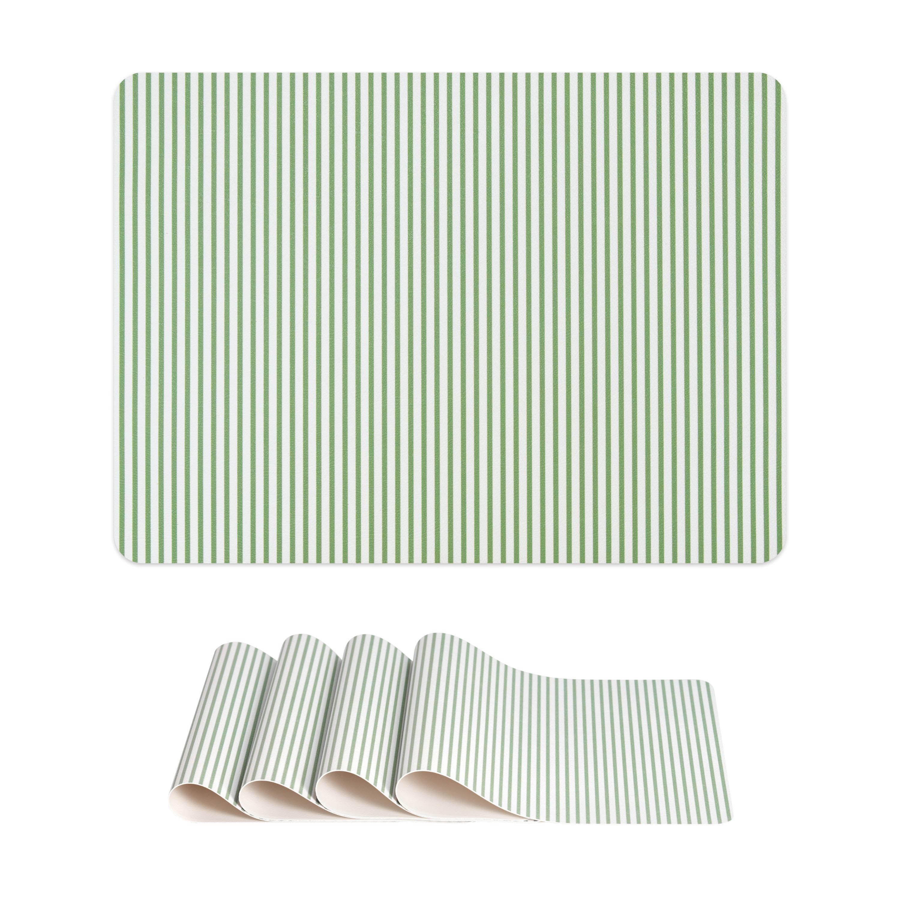 Coastal Vegan Leather Placemat, Stripe, Green, 14"x19"
