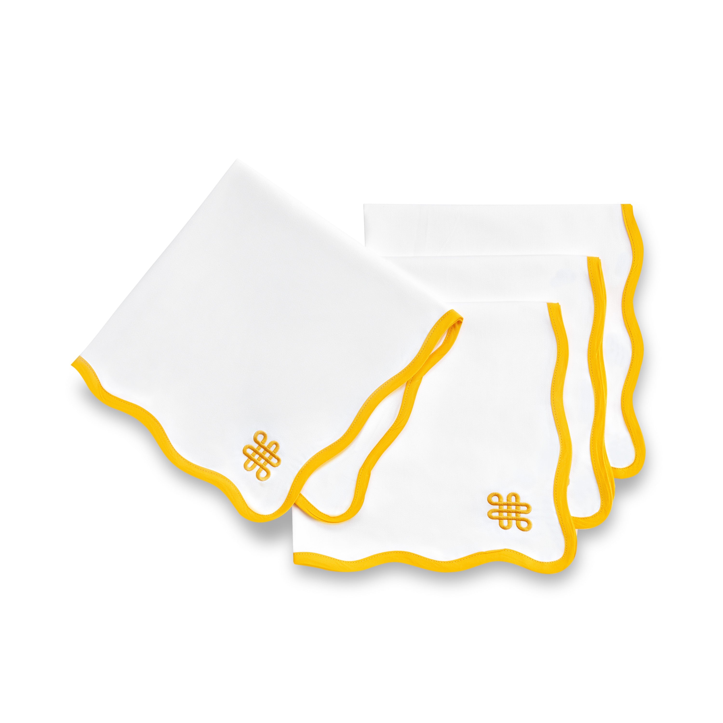 Coastal Napkin, Embroidered Endless Knot, Yellow, 20"x20"