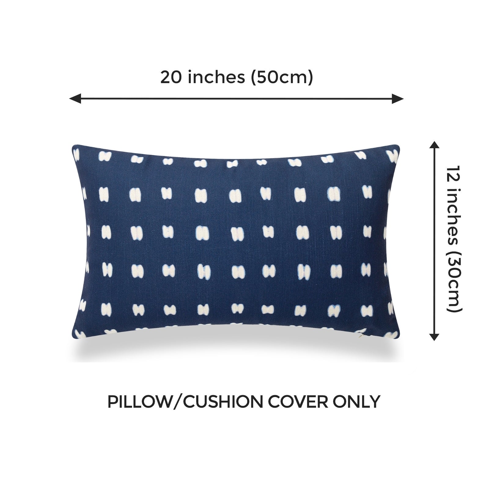 Indigo Mud Cloth Lumbar Pillow Cover, Shibori Inspired Print D, 12"x20"