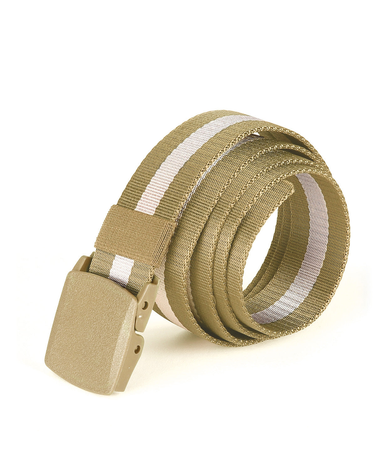 Men's One Size Adjustable Strap Stripe Nylon Web Belt With Plastic Buckle