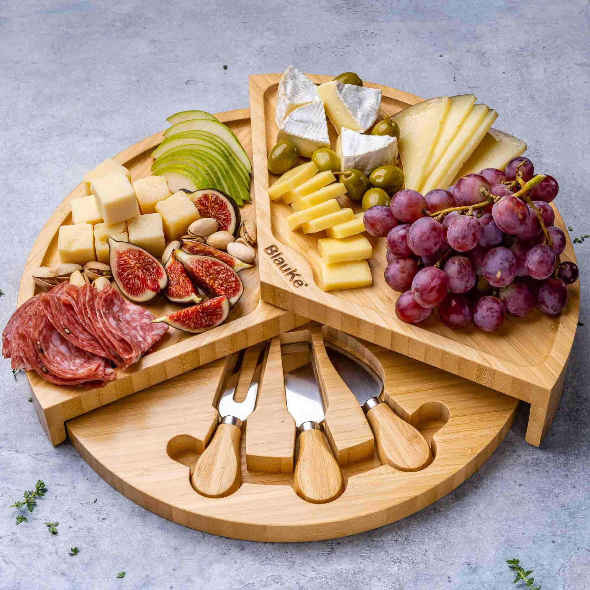 Bamboo Cheese Board and Knife Set - 14 Inch