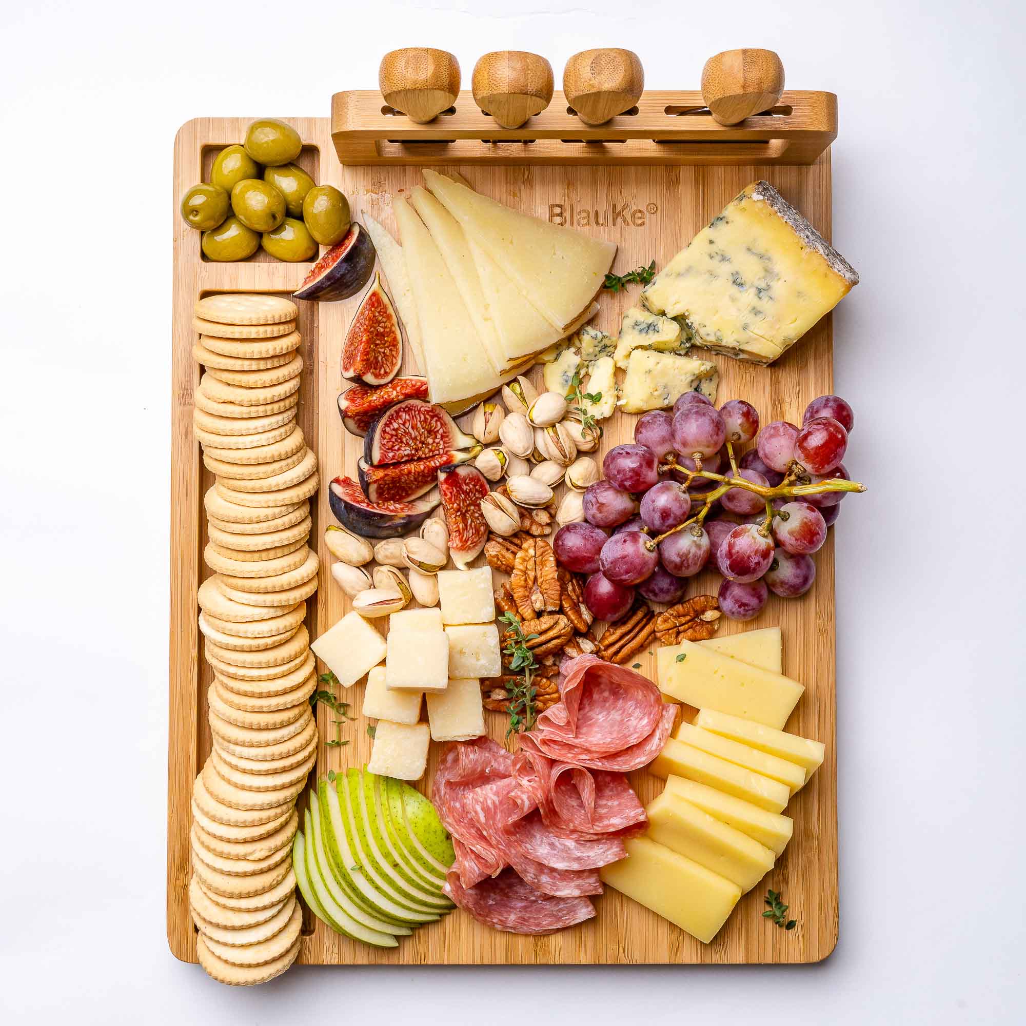 Bamboo Cheese Board and Knife Set - 14x11 inch