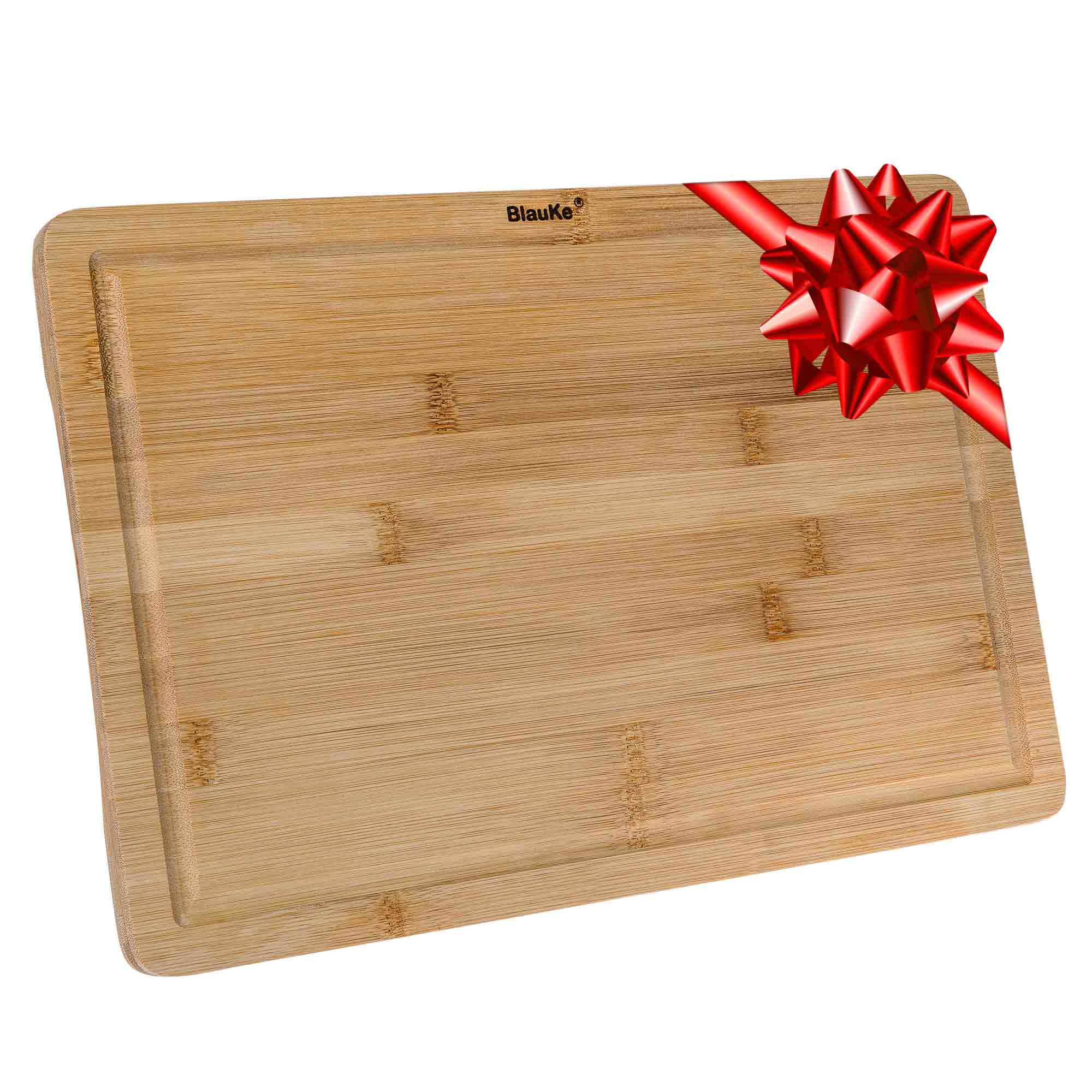 Wood Cutting Board for Kitchen 15x10 inch - Wooden Serving Tray - Large Bamboo Chopping Board with Juice Groove and Handles