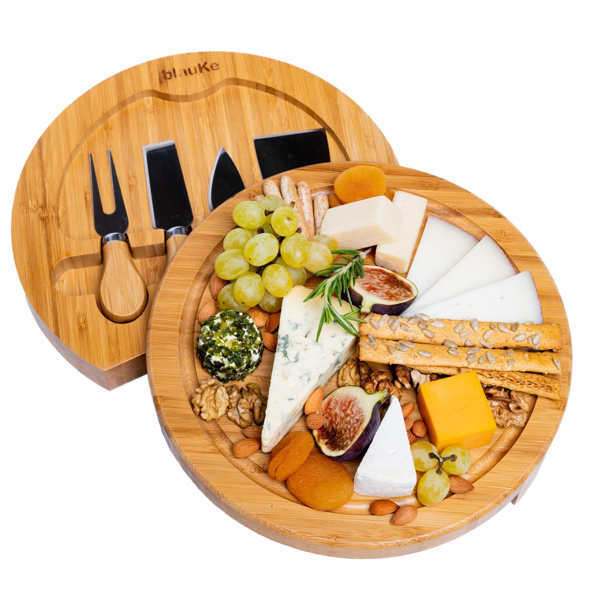 Bamboo Cheese Board and Knife Set - 10 Inch