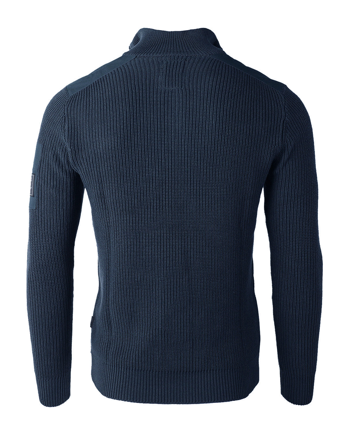 Men's Long Sleeve Pullover Quarter Zip Mock Neck Polo Sweater with Pocket Navy