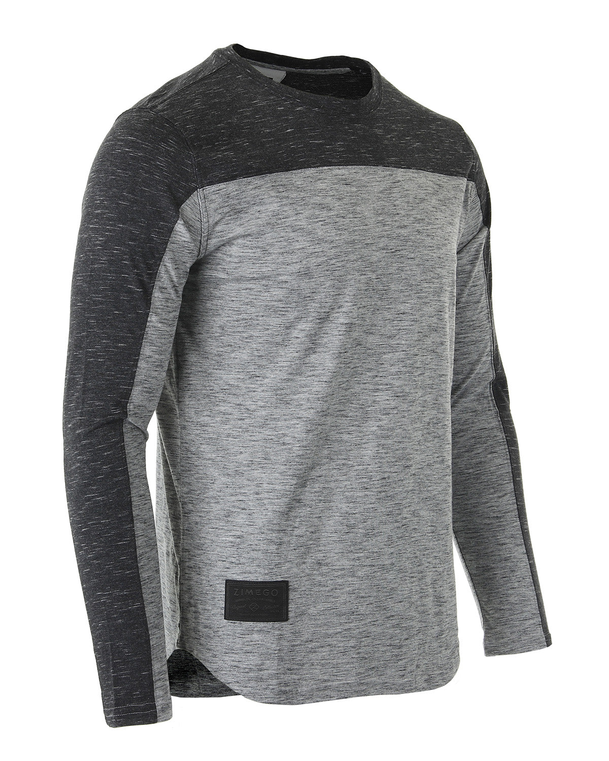 Men's Fashion Color Block Long Sleeve Curved Hemline Athletic Hiphop Shirt