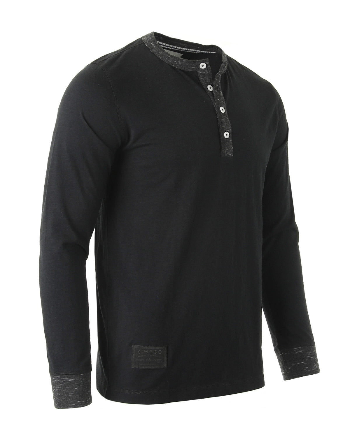 Men's Long Sleeve Contrast Button Placket Neck Cuffs Casual Henley Shirts