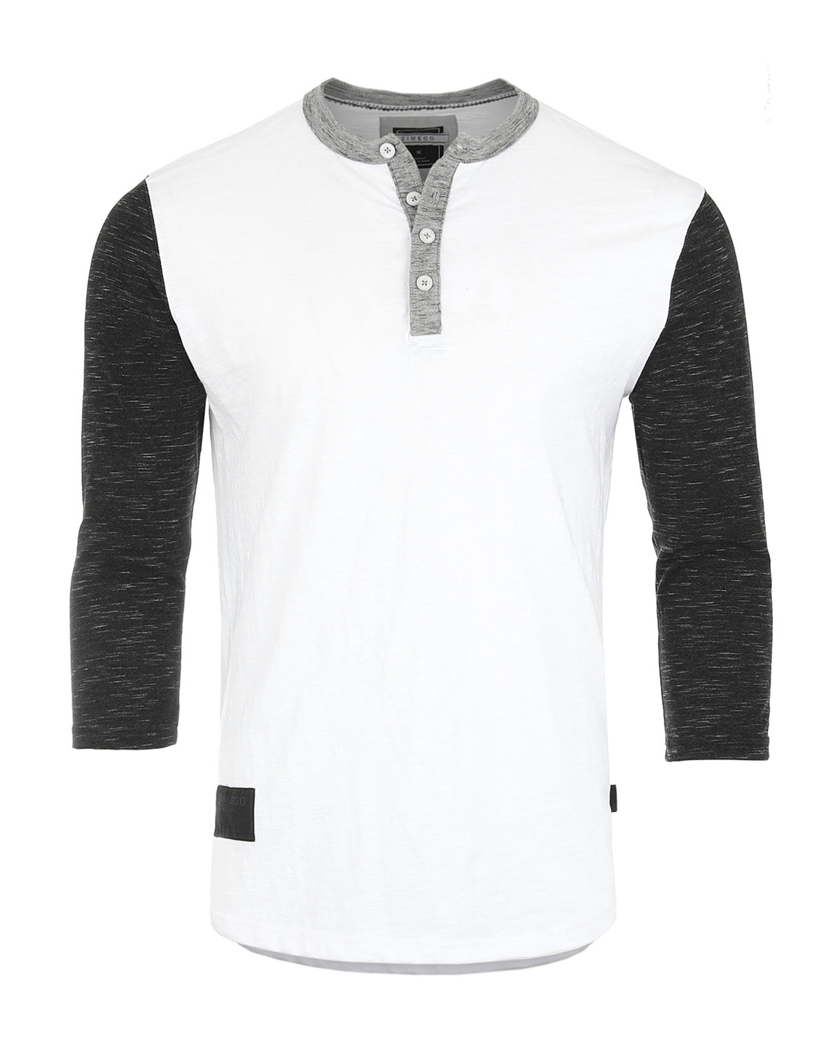 Men's 3/4 Sleeve Black & White Baseball Henley – Casual Athletic Button Crewneck Shirts