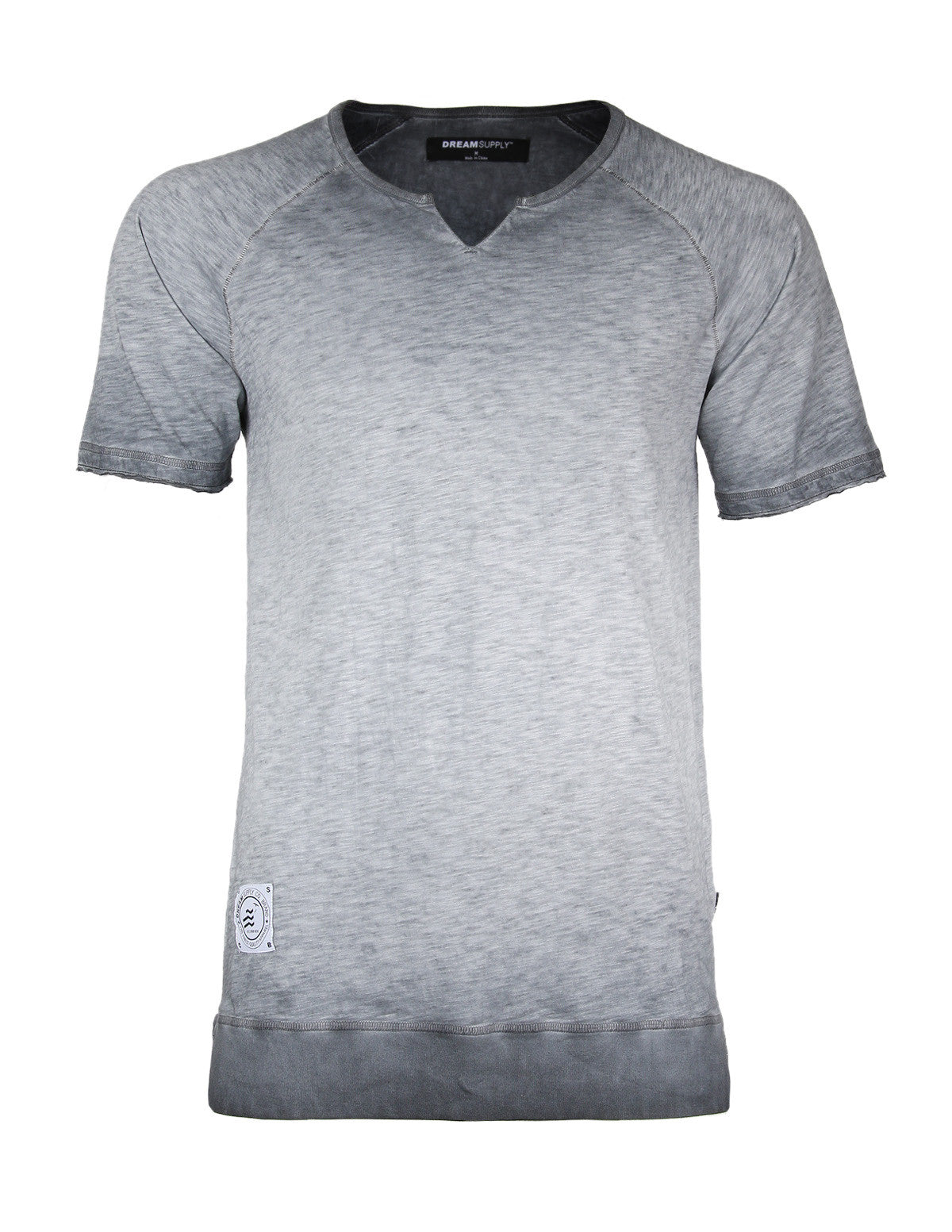 Men's Short Sleeve Vintage Wide Neck Oil Wash Raglan Side Slit T-Shirts